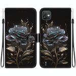 For Wiko Y82 Crystal Texture Colored Drawing Leather Phone Case(Black Rose)