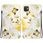For Wiko Y82 Crystal Texture Colored Drawing Leather Phone Case(Gold Butterfly Epiphyllum)