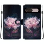 For Google Pixel 7 Pro Crystal Texture Colored Drawing Leather Phone Case(Purple Peony)