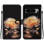 For Google Pixel 8 Pro Crystal Texture Colored Drawing Leather Phone Case(Gold Peony)