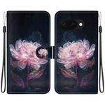 For Google Pixel 9a Crystal Texture Colored Drawing Leather Phone Case(Purple Peony)