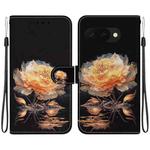 For Google Pixel 9a Crystal Texture Colored Drawing Leather Phone Case(Gold Peony)