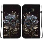 For Google Pixel 9a Crystal Texture Colored Drawing Leather Phone Case(Black Rose)