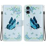 For Sony Xperia 5 V Crystal Texture Colored Drawing Leather Phone Case(Blue Pansies)