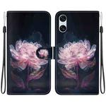 For Sony Xperia 10 VI Crystal Texture Colored Drawing Leather Phone Case(Purple Peony)