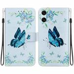 For Sony Xperia 10 VI Crystal Texture Colored Drawing Leather Phone Case(Blue Pansies)
