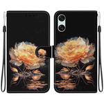 For Sony Xperia 5 VI Crystal Texture Colored Drawing Leather Phone Case(Gold Peony)