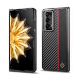 For Honor Magic V2 LC.IMEEKE Carbon Fiber Leather Phone Case(Vertical Black)