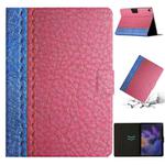 For Samsung Galaxy Tab A9+ Stitching Solid Color Smart PU Tablet Case with Sleep / Wake-up Function(Rose Red)