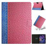 For Samsung Galaxy Tab A9 Stitching Solid Color Smart PU Tablet Case with Sleep / Wake-up Function(Rose Red)