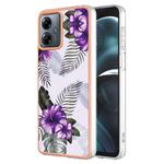 For Motorola Moto G14 Electroplating IMD TPU Phone Case(Purple Flower)