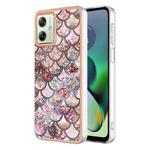 For Motorola Moto G54 Electroplating IMD TPU Phone Case(Pink Scales)