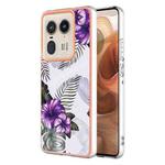 For Motorola Edge 50 Ultra Electroplating IMD TPU Phone Case(Purple Flower)