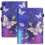 For Samsung Galaxy Tab A9 Coloured Drawing Stitching Smart PU Tablet Case with Sleep / Wake-up Function(Butterfly)