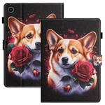 For Samsung Galaxy Tab A9 Coloured Drawing Stitching Smart PU Tablet Case with Sleep / Wake-up Function(Corgi)