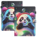 For Samsung Galaxy Tab A9 Coloured Drawing Stitching Smart PU Tablet Case with Sleep / Wake-up Function(Panda)