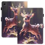 For Samsung Galaxy Tab A9 Coloured Drawing Stitching Smart PU Tablet Case with Sleep / Wake-up Function(Deer)