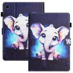 For Samsung Galaxy Tab A9 Coloured Drawing Stitching Smart PU Tablet Case with Sleep / Wake-up Function(Elephant)