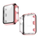 For Apple Watch Series 3 & 2 & 1 38mm Electroplated PC Case + Tempered Film Integrated Protective Cover(Pink)