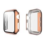 For Apple Watch Series 5 & 4 40mm Electroplated PC Case + Tempered Film Integrated Protective Cover(Rose Gold)