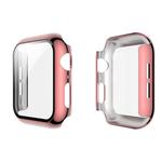 For Apple Watch Series 5 & 4 44mm Electroplated PC Case + Tempered Film Integrated Protective Cover(Pink)