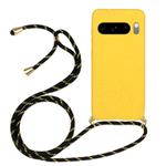 For Google Pixel 8 Pro Wheat Straw Material + TPU Protective Case with Lanyard(Yellow)