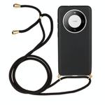 For Huawei Mate 60 Pro Wheat Straw Material + TPU Protective Case with Lanyard(Black)