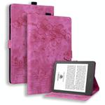 For Amazon Kindle 6.0 11th 2022 Cartoon Sakura Cat Embossed Smart Leather Tablet Case(Rose Red)
