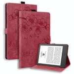 For Amazon Kindle 6.0 11th 2022 Cartoon Sakura Cat Embossed Smart Leather Tablet Case(Red)