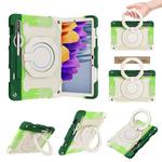 For Samsung Galaxy Tab S9 Armor Portable Rotating Ring Holder Silicone Tablet Case(Colorful Green)