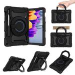 For Samsung Galaxy Tab S9 Armor Portable Rotating Ring Holder Silicone Tablet Case(Black)