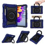 For Samsung Galaxy Tab S9 Armor Portable Rotating Ring Holder Silicone Tablet Case(Navy Blue)