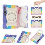 For Samsung Galaxy Tab S9+ Armor Portable Rotating Ring Holder Silicone Tablet Case(Colorful Pink)