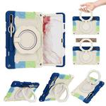 For Samsung Galaxy Tab S9+ Armor Portable Rotating Ring Holder Silicone Tablet Case(Colorful Blue)