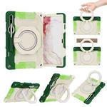 For Samsung Galaxy Tab S9+ Armor Portable Rotating Ring Holder Silicone Tablet Case(Colorful Green)