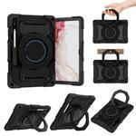 For Samsung Galaxy Tab S9+ Armor Portable Rotating Ring Holder Silicone Tablet Case(Black)