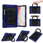 For Samsung Galaxy Tab S9+ Armor Portable Rotating Ring Holder Silicone Tablet Case(Navy Blue)