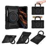 For Samsung Galaxy Tab S9 Ultra Armor Portable Rotating Ring Holder Silicone Tablet Case(Black)