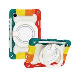 For Samsung Galaxy Tab A9 Armor Portable Rotating Ring Holder Silicone Tablet Case(Colorful Red)
