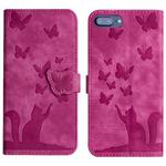 For iPhone 8 Plus / 7 Plus Butterfly Cat Embossing Flip Leather Phone Case(Pink)