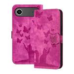 For iPhone 17 Air Butterfly Cat Embossing Flip Leather Phone Case(Pink)