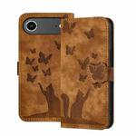 For iPhone 17 Air Butterfly Cat Embossing Flip Leather Phone Case(Brown)
