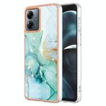 For Motorola Moto G14 Electroplating Marble Dual-side IMD Phone Case(Green 003)