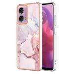 For Motorola Moto G24 4G / G04 4G Electroplating Marble Dual-side IMD Phone Case(Rose Gold 005)