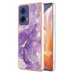 For Motorola Moto G85 Electroplating Marble Dual-side IMD Phone Case(Purple 002)