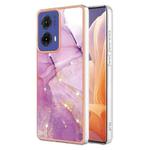 For Motorola Moto G85 Electroplating Marble Dual-side IMD Phone Case(Purple 001)