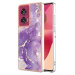 For Motorola Edge 50 Fusion Electroplating Marble Dual-side IMD Phone Case(Purple 002)