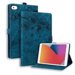 For iPad mini 5 / 4 / 3 / 2 / 1 Cartoon Sakura Cat Embossed Smart Leather Tablet Case(Blue)