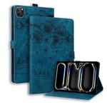 For iPad Pro 11 2024 Cartoon Sakura Cat Embossed Smart Leather Tablet Case(Blue)
