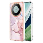 For Huawei Mate 60 Electroplating Marble Dual-side IMD Phone Case(Rose Gold 005)